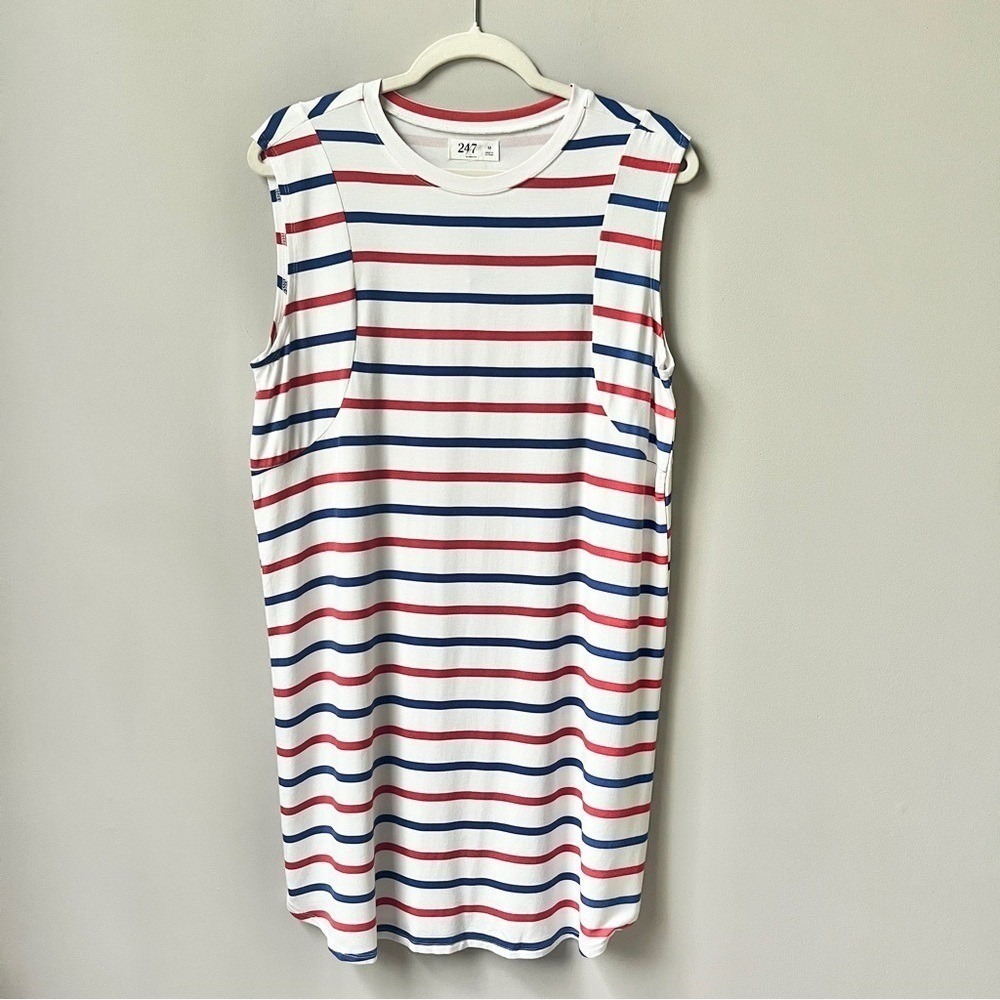 24/7 Maurices Tank Dress Women's Medium New NWT Striped Stretchy Jersey Knit
